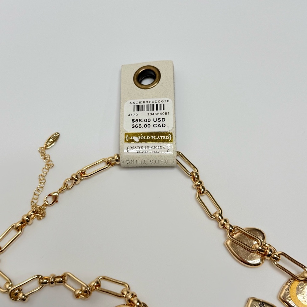 NWT Anthropologie Heart Charm Link Necklace - Picture 4 of 4